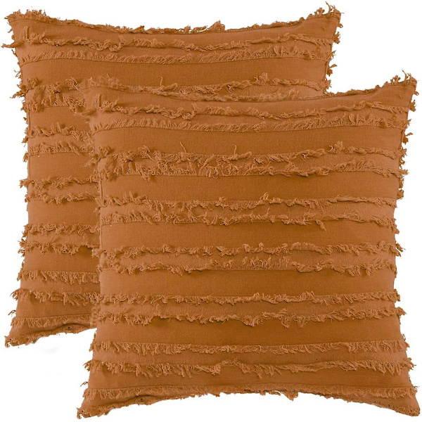 Sett med 2 bomulls putetrekk dekorative putevar med linpute for sofa soverom stue bil 40x40 cm rosa