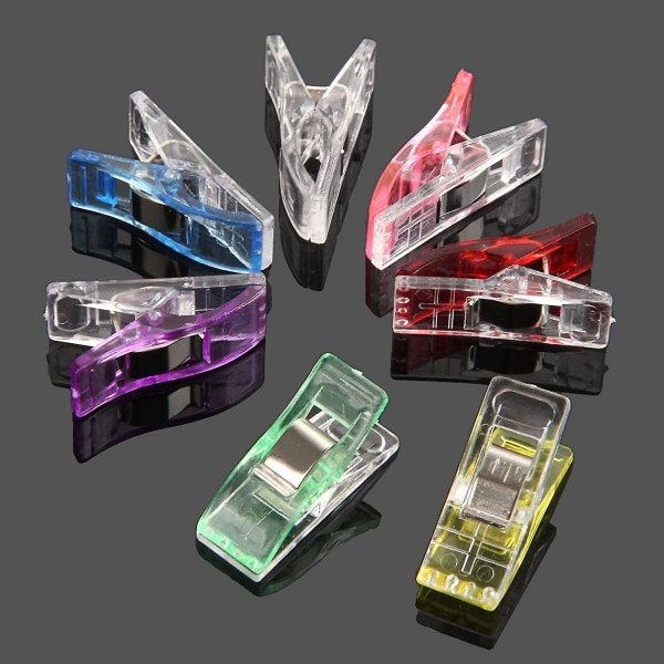 100 stk. Multifunksjonelle Syklips, Premium Quilting Clips, Assorterte Tilfeldige Farger Systoffklips For Sytilbehør Quilting Tilbehør