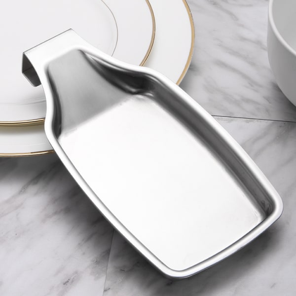 Spoon Rest for Kitchen Counter, Stainless Steel Spoon Holder for Stove Top, Spatula Spoon Ladle Utensil Holder with Square Bottom,