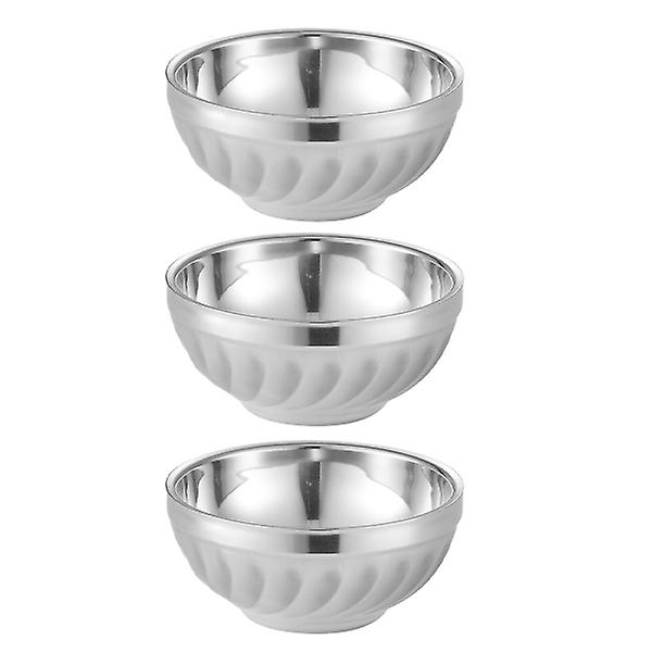 3 stk Rustfritt Stål Salatskåler Dobbeltlags Varmeisolasjonsskål Matbeholdere Sølv 15.5X15.7X7CM Silver 15.5X15.7X7CM