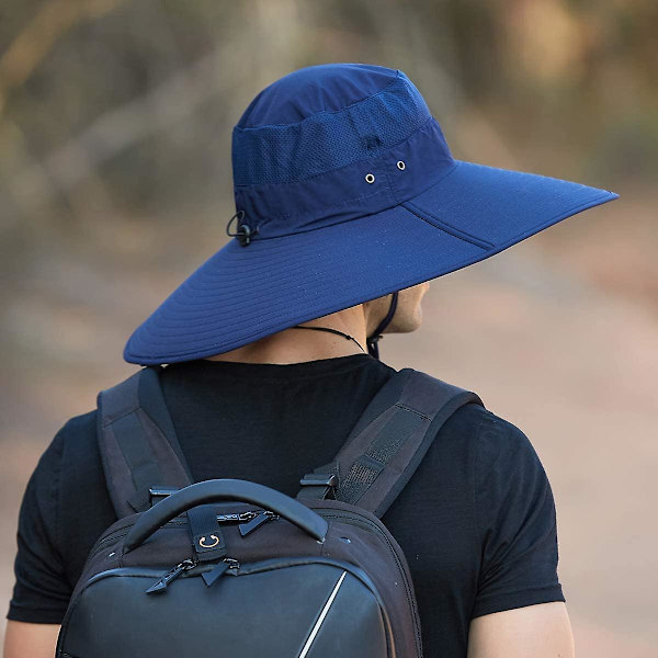 Super Bredbred Bucket Hat Upf50+ Vandafvisende Solhat Til Fiskeri Vandreture Camping C06 Blå C06 navy Blue