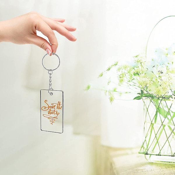 30 kpl Läpinäkyvä akryylinen avaimenperäaihio suorakulmainen avaimenperä käsintehty DIY loma lahja koriste pieni riipus