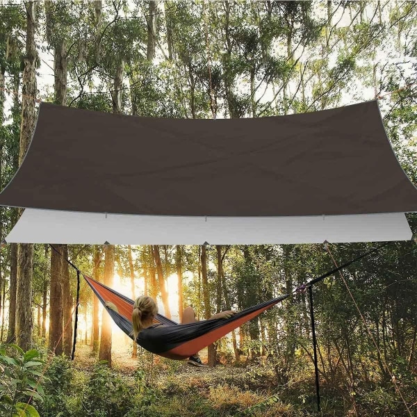 Campingtält Planer Vattentät Lätt Kompakt Tältmatta Picknickfilt Hammock Tarp för Hammock (Färg: Grå, Storlek: 3 * 3m)