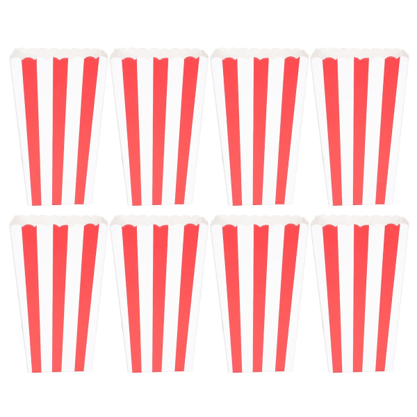 24 stk. Popcornbeholdere til Filmnat, Sød Popcornbeholder, Madserveringskop, Popcornemballageboks, Kikspakke Stripe 11.5X7X5CM