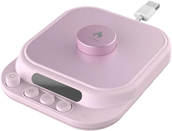 Elektrisk kaffekrusvarmer, 5 temperaturindstillinger, induktionsopvarmning, timer, til kontor, skrivebord og hjem, pink
