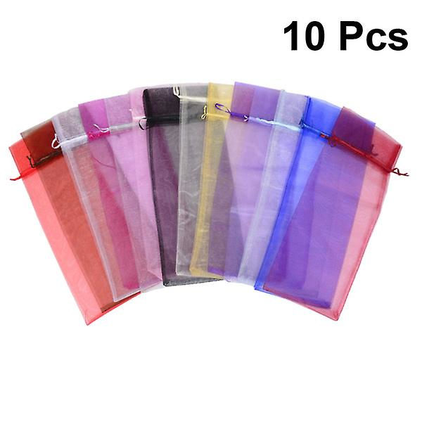 10 st Transparenta Organza Vinflaskor Påsar Påsar Bröllop Semester Fest Champagne Flaska Skydd G 15X38cm