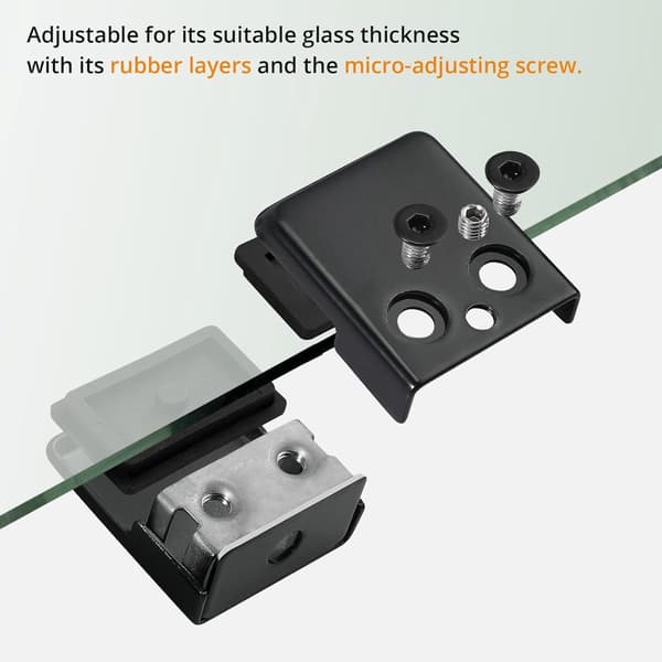 4-pak glas klemme 304 rustfrit stål justerbar glasklemme til 8-10 mm flade overflader glaspaneler gelændere trapper sort