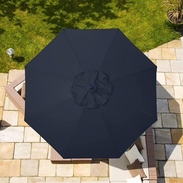 (Sort) 9ft Udendørs Parasol Udskiftningstop Passer 8 Ribber, Haveparasol Balkon Udendørs Cafe