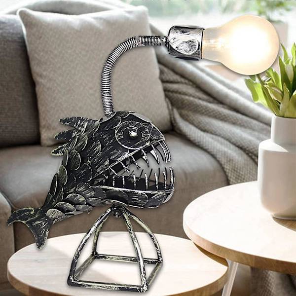 Kreativ Fiske Lampe, Fiskefisk Lampe Kunstlampe, Retro Jern Jern Hai Lampe, Usb Led Nattelys Fiske Lampe, L Lampe