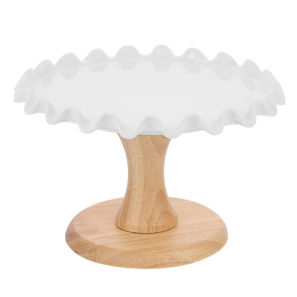 Kakfat med Fot Dekorativ Kakställ Bröllopskakshållare Dessert Snacktallrik Kakdisplaybricka Vit 20X20X12.5CM White 20X20X12.5CM