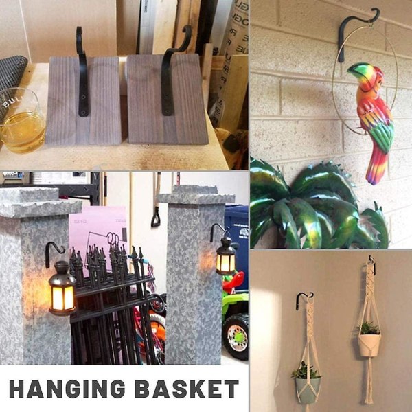 4 stycken väggkrokar för växter, metallsmide, hängande korgar, för att hänga växter, lyktor, fågelmatare, vindspel