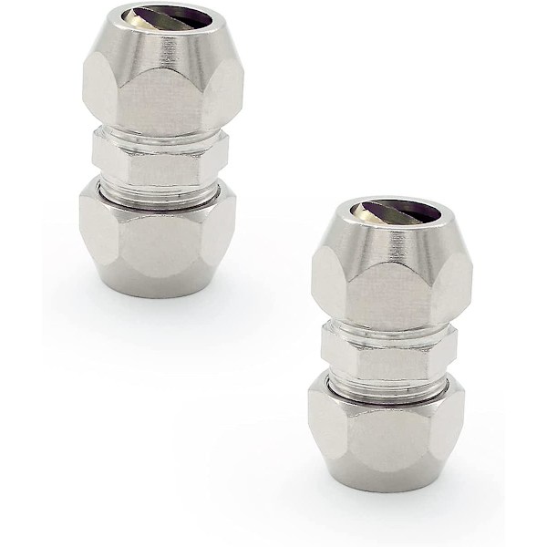 2 kpl 10 mm puristusliittimet letkuliittimet, hopea pneumatiset letkuliittimet, kupari-nikkelillä päällystetyt kaksinkertaiset suorat pikaliittimet, sopii