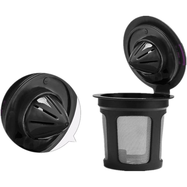Pod Mesh Kopp Gjenbrukbart Kaffe Enkeltfilter Solo Rustfritt Stål Bakeutstyr Glass Bakeutstyr Sett (2 stk, Svart+lilla)