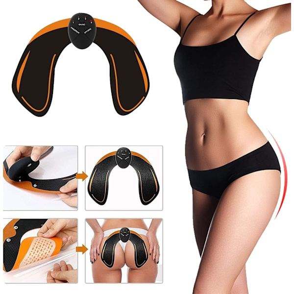 Höfttränare, Rumpa Lyft Massage Enhet med 12 st Abs Gel Pads, 6 Lägen Smart Fitness Träningsutrustning Hem Kontor, Bärbar U-Form