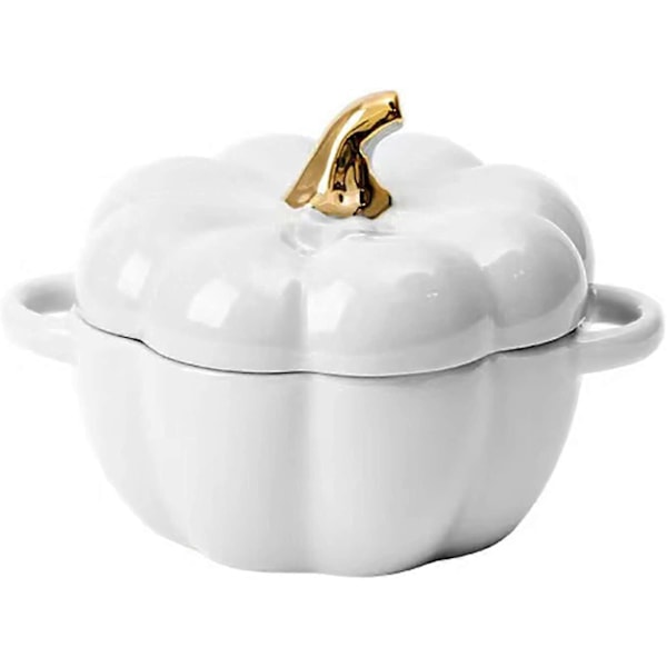 RYO_Keramisk gresskarskål, individuell gryterett, bakebolle for ovnsbakst med lokk