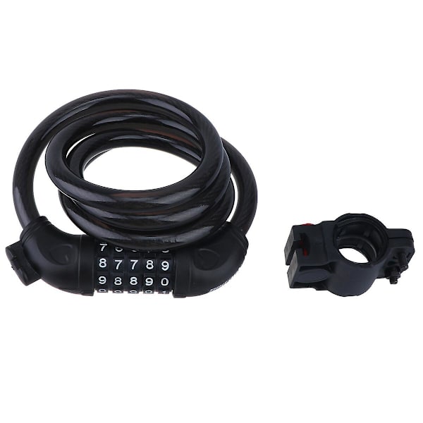 5-siffrigt cykelkabelspärrlås, lösenordskabelspärrlås, mountainbike-spärrlås, nummercykelspärrlås, cykelkedjespärrlås, svart Black 125cm