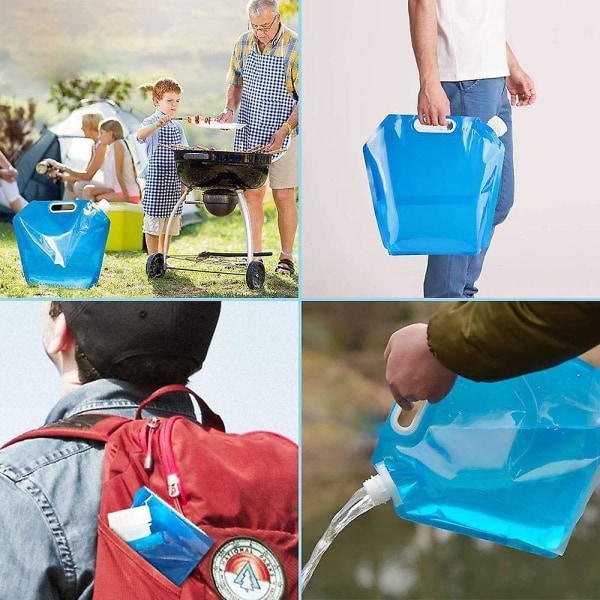3 deler sammenleggbar vannpose, 10l drikkevannsbeholder, vannbeholder bærbar vannblære, sammenleggbar campingreservoarpose, for campingvandring