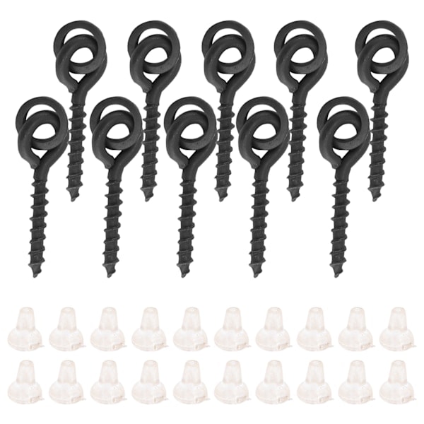 10 stk. agnskruer med 20 stk. ovale ringer karpe rig ring stopp karpefiske tilbehør krok skrue hvit_ry