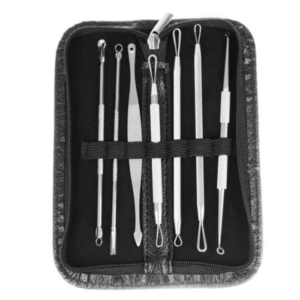 Pormaskfjerner Kit / Pormask Pinsett - 7-deler Sølv