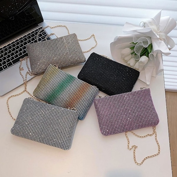 Kimalteleva clutch-laukku naisille, ketjuolkalaukku, crossbody-laukku_ry