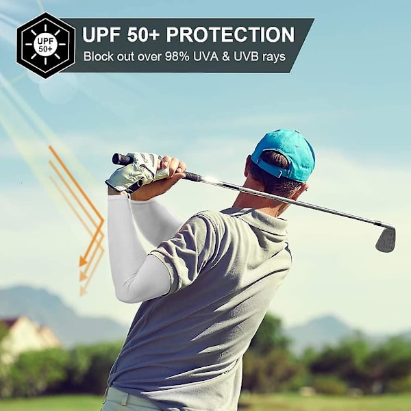 2 Par Solbeskyttende Kølende Armsleeves Til Mænd Og Kvinder, Upf 50 Armdække Sort Hvid Black  White
