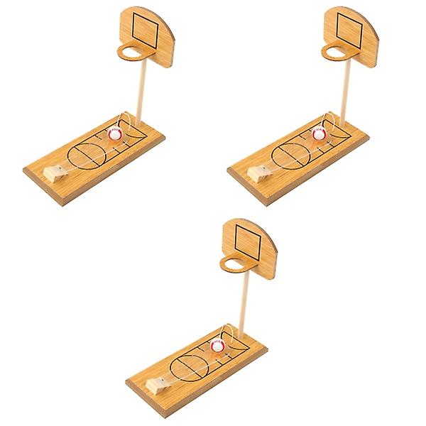 3 st Basketbollspel i trä Mini Desktop Bordsskiva Bärbar Set inomhus utomhuskul 3pcs 24X10CM