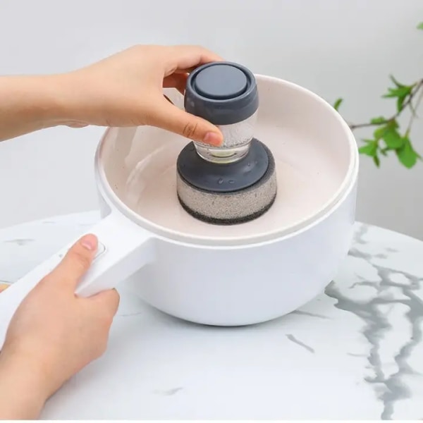 Lazy Man Brush Pot Artefakt tilføj flydende vask Grydebørste Køkken Husholdningssvamp Clean Pot Brush Flydende grydebørste - Svampebørste