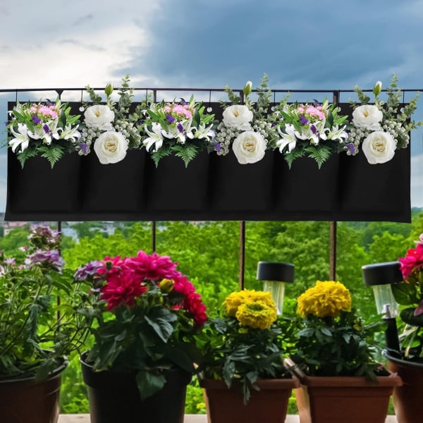 Hängande Planteringsvägg 6 Fickor Vertikal Väggmonterad Blomkruka Planteringsväskor Korg för Utomhus Inomhus Trädgård