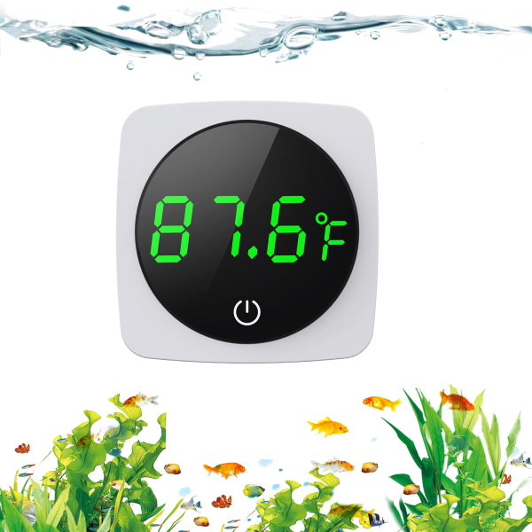 Digitalt akvariumtermometer, høy nøyaktig til ±0,9°F, berørings- og hvilemodus, termometer med temperatursensor på baksiden for fisk
