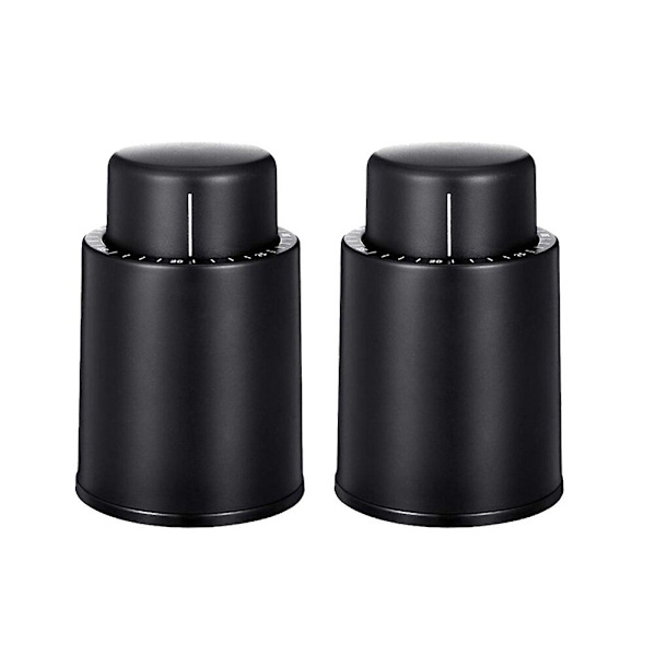 2 stk Vakuum Vinproppe Plastik Vinproppe Genanvendelige Friske Bevarere Flaskeproppe Flaskeforsegler Med Tidsskala (sort)Sort4.5*4.5*7cm Black 4.5*4.5*7cm