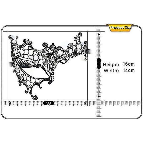 Masquerade Mask Venetian Masks, Metal Masquerade Mask For Women Laser Cut Party Ladies Masquerade Mask(1pcs, Black)