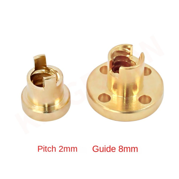 Anti-Backlash Fjederbelastet Møtrik Eliminerer Spalte med 4-M3 Huller til 2mm Lead Acme Tr8x2 Lead Screw