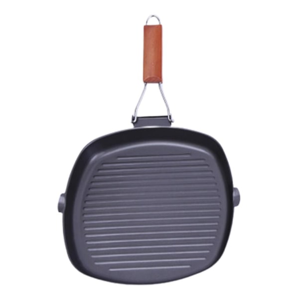 1 stk Jern Stripete Stekepanne Husholdning Non-stick Foldbar Biff Stekepanne Universal Pannekakepanne Mørk Dark Grey M