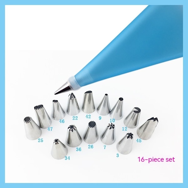 Sprøytepose og tips - Kakedekorering og bakeutstyrsett - Inkluderer cupcakes-isingstips med konditorpose