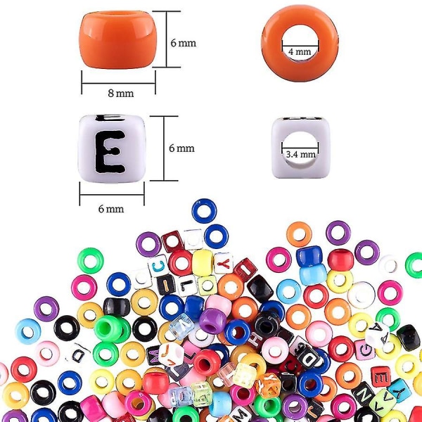 1000 stykker armbånd til å lage perler Abc Beads Beads Letter Alfabet Perler Med 8 ruller Fargerik Elast