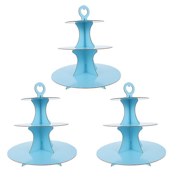 3 st Dekorativa dessertställ i tre nivåer Fruktsnackhållare för skrivbordet (himmelsblå)Blå35X30CM Blue 35X30CM
