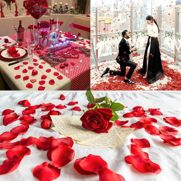 5000 stk kunstige roseblader Blomster kronblader til Valentinsdagen Romantisk nattdekor Roseblader til bryllupet Baby shower festdekorasjoner (rød)