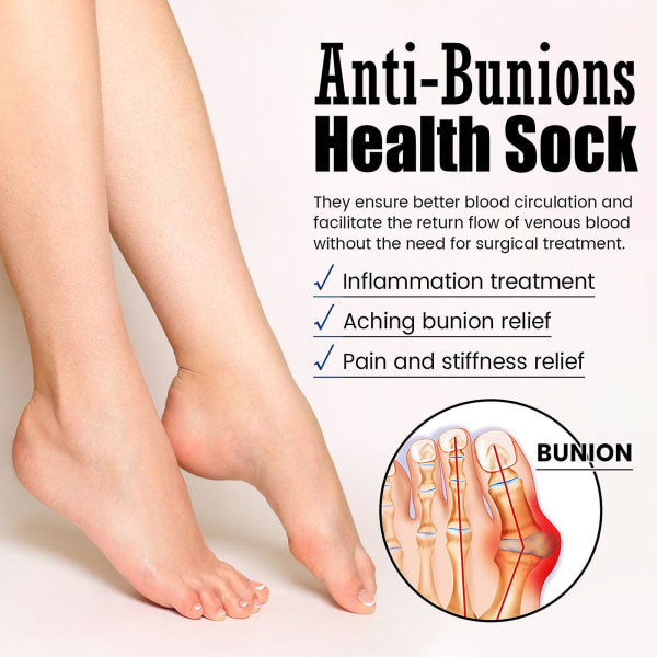 Anti Bunions Health Sock Foot Heel Care lievittää kipeä kantapää Lämpimät hengittävät jalkasukat (2 paria)