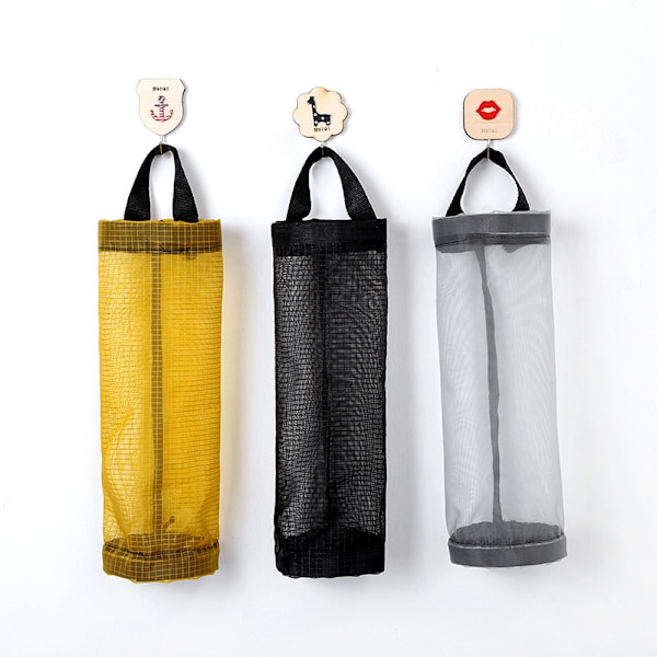 3-pack Plastpåshållare, Matkassehållare, Soppåshållare, Nätpåse, Hängande Förvaring, Andningsbart Nät