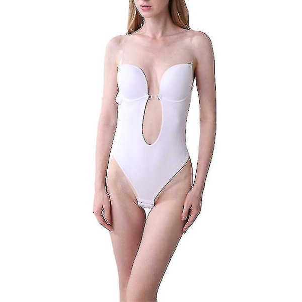 Naisten syvä V-kaula-aukkoinen vartalonmuotoilija olkaimettomalla selällä Body Suit Shapewear3XL valkoinen 3XL white