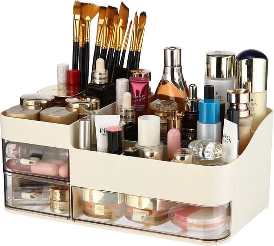 Makeup Organizer med 3 Skuffer, Multifunktionel Opbevaring til Hudpleje til Toilettet, Badeværelset, Soveværelset, Beige