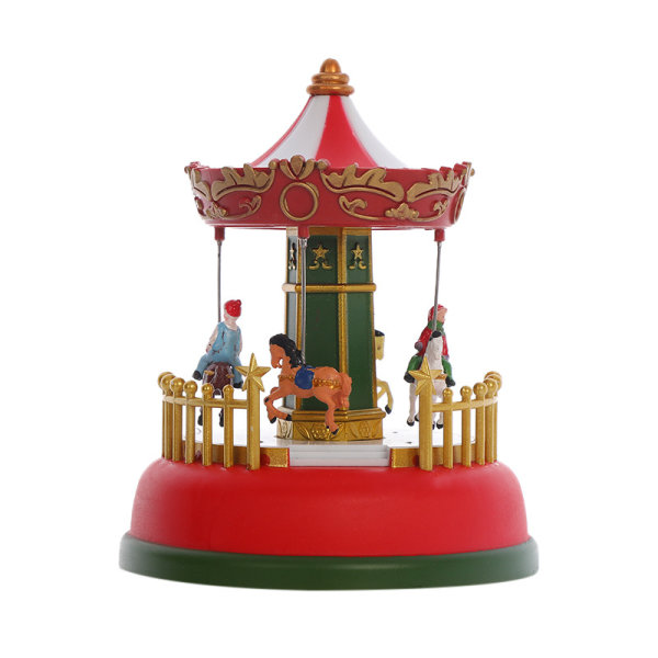 2 STK Karusell musikkboks med lys, musikalsk julekarusell, animert minikarusell, LED lys lysende roterende beveger seg opp ned