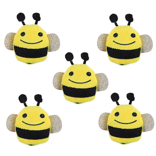 5-pack Kattleksaker i Plysch med Cartoon-Bi-Form, Interaktiv Leksak för Katter, Gul, 9X8X2CM Yellow 9X8X2CM