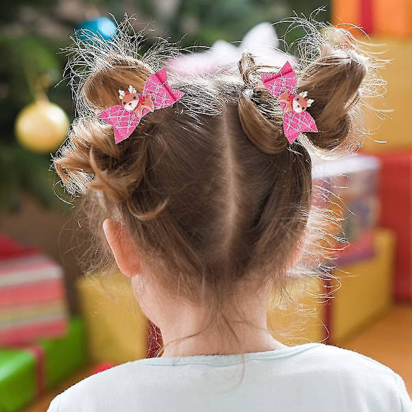 Julehårklipp, Julehårbåndsklipp Babyer Jenter Buesløyfe Hårnåler For Barn Jul Fest Festival Hårdekor (6stk, flerfarget)