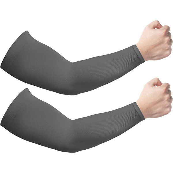 2 Par Solbeskyttende Kølende Armsleeves til Mænd og Kvinder, UPF 50 Armdække - Mørkegrå Deep grey