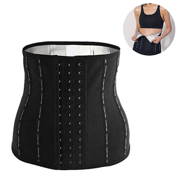 Träningsbälte för kvinnor, svettbälte för midjan, kroppsshaper, magekontroll, bälte för kvinnor, sportkroppsshaper, postpartum-magband, svart Black M