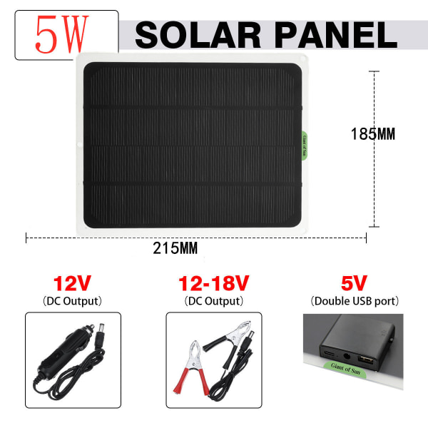 Solcellemonokrystallinsk panel Solcellebatteri 5w 10w 20w 12v IP67 utendørslader
