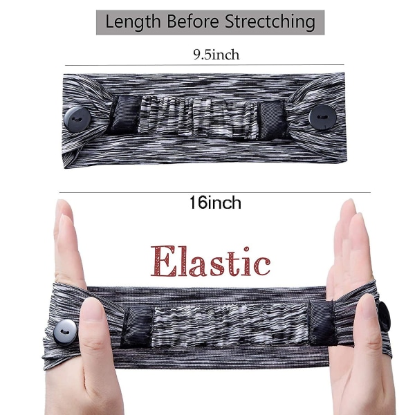Hodebånd for kvinner med knapper for ansiktsmasker og deksler Unisex elastisk hårbånd for sykepleiere, leger og ørebeskyttelse 2 blå 2 striper 2 grå 2Blue 2Stripe 2Gray