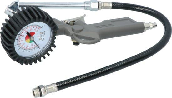 Pneumatisk dæktryksmåler til lastbiler med trykmåler, 12 BAR maks. tryk, 35 cm gummislange, kraftig til værksted