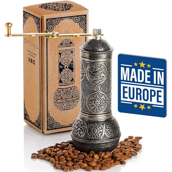 Kaffekvern, Oppladbar Tyrkisk Stil Kvern med Justerbar Kvern, Manuell Kvern med Håndtak, Antikk Metall Svinghjul